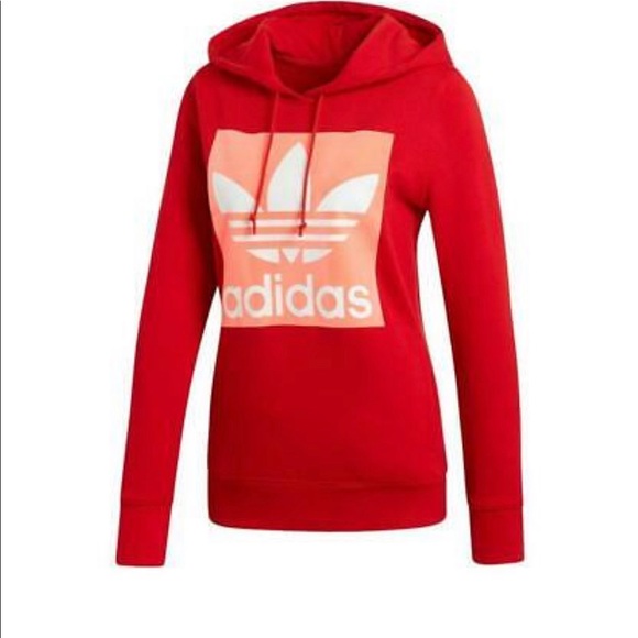 adidas Tops - adidas Originals Trefoil Hoodie Women's Red - Smal